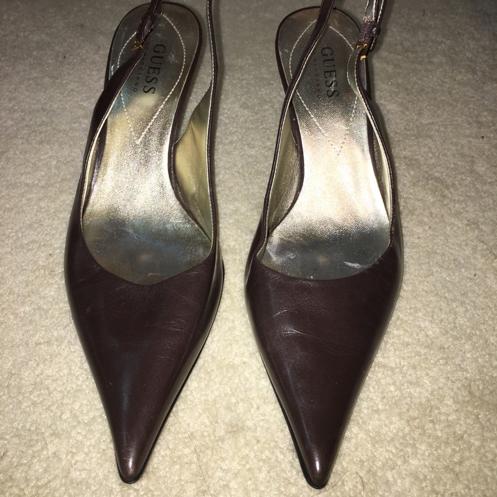 Guess by Marciano Chocolate Leather Pumps